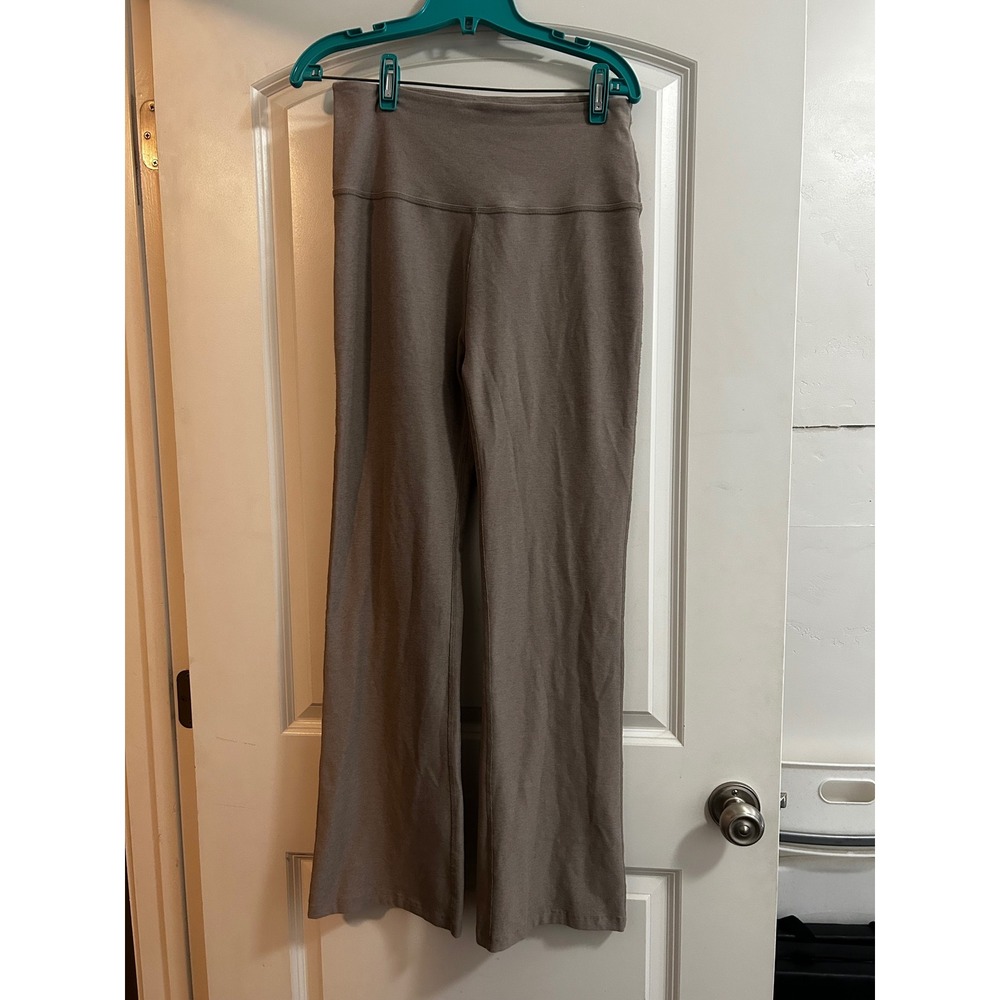 Beyond Yoga Spacedye High Waisted Flare Leggings Taupe Brown XL Made in USA - Picture 4 of 7